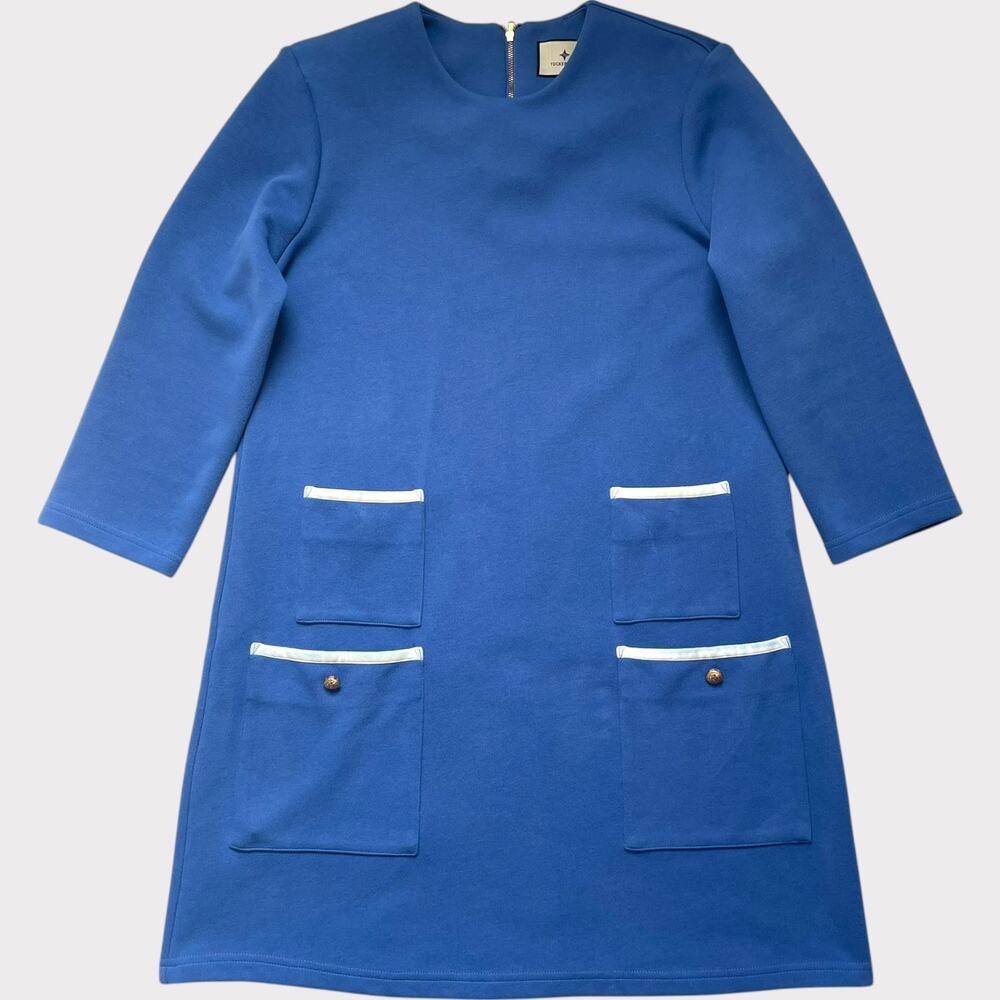 Tuckernuck Baleine Francoise Mod Mini Dress Pockets Gold Buttons Size Large
